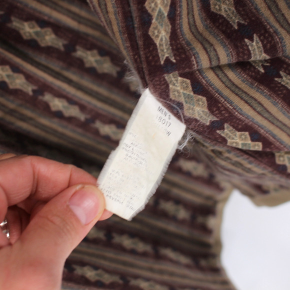 Woolrich Tan Hooded Zip Southwestern Aztec Lined Chore Utility Coat Jacket L VTG - Picture 7 of 7